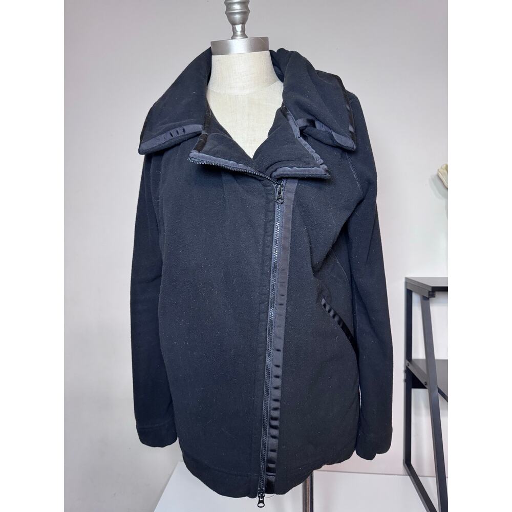 Lululemon Moto Black Fleece Jacket Asymmetrical Zipper Rare Women’s Size Large L